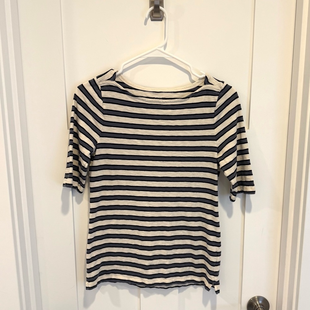 J. Crew Striped Short Sleeve T-Shirt Grey Black White Medium